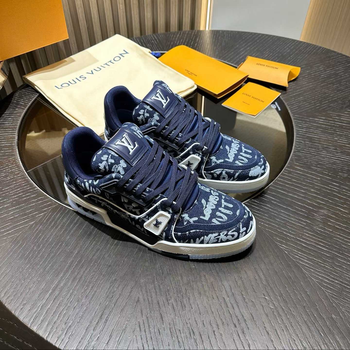 LV Trainer sneaker Blue Monogram denim