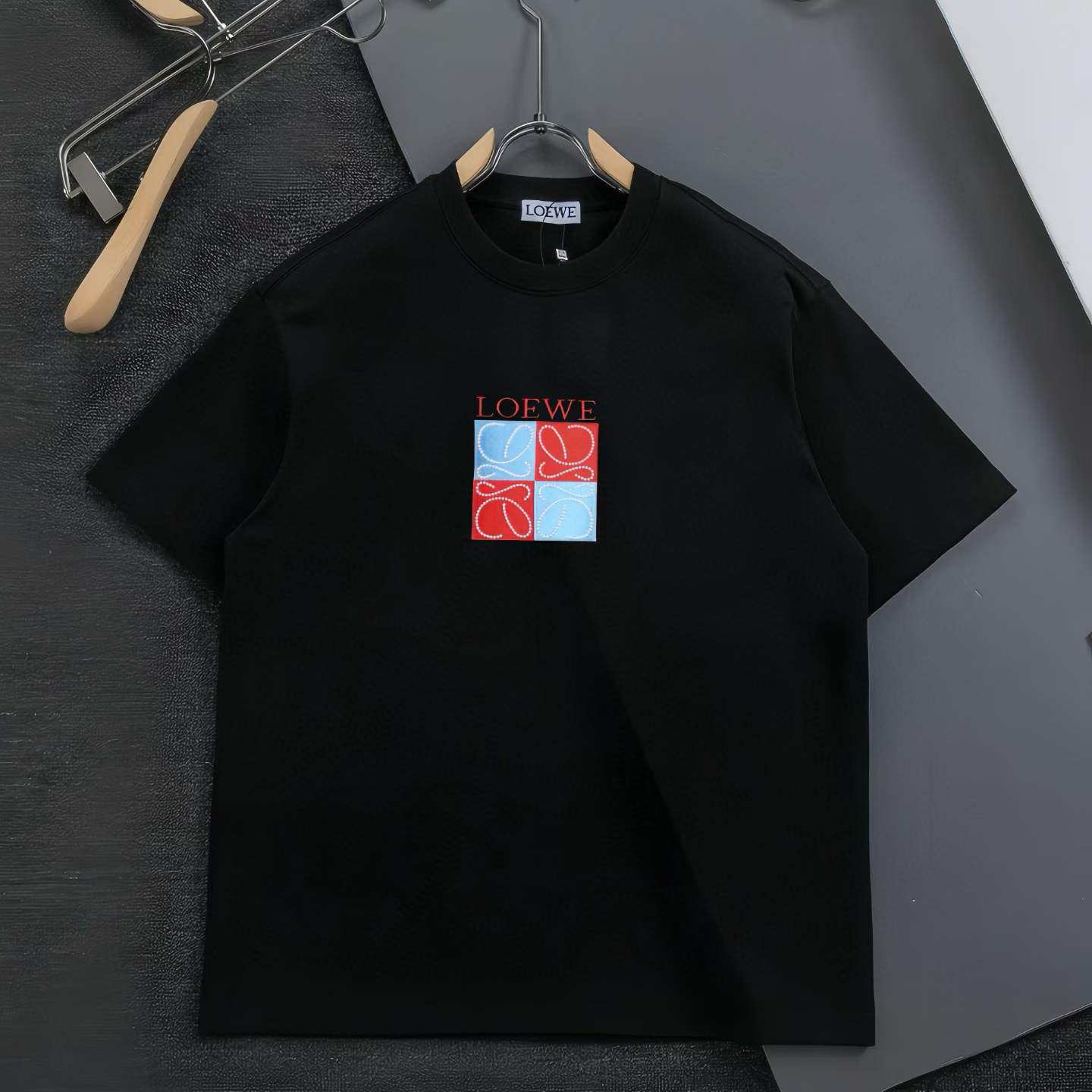 Loewe Anagram-embroidered cotton T-shirt Black