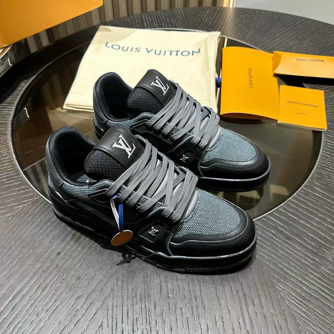 LV Trainer sneaker in black Monogram denim