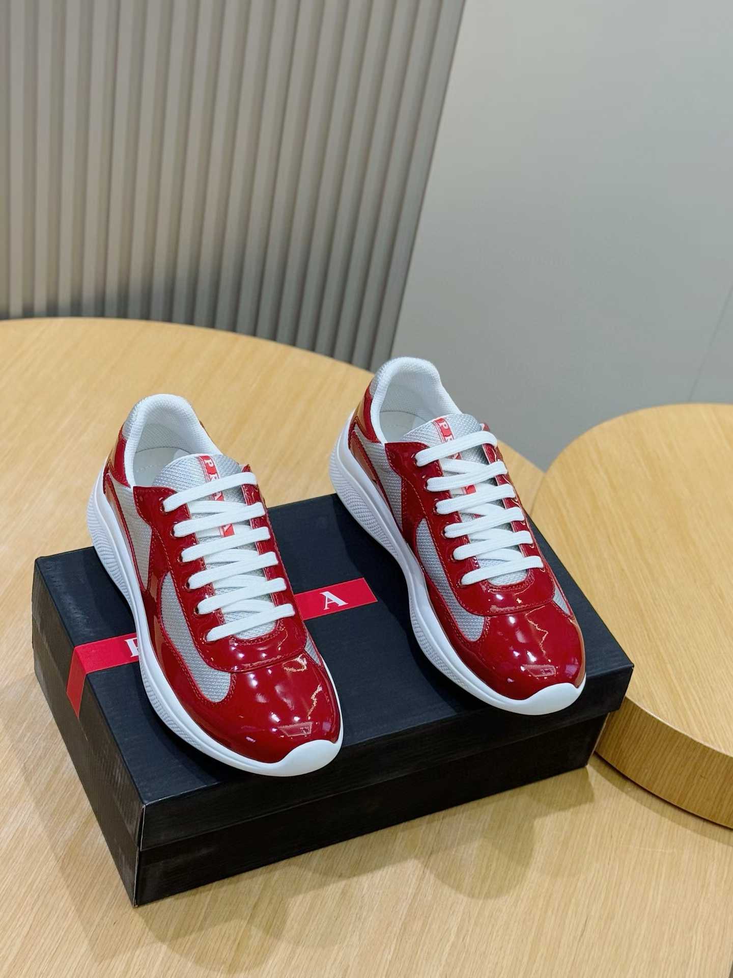Prada America's Cup sneakers in red patent leather