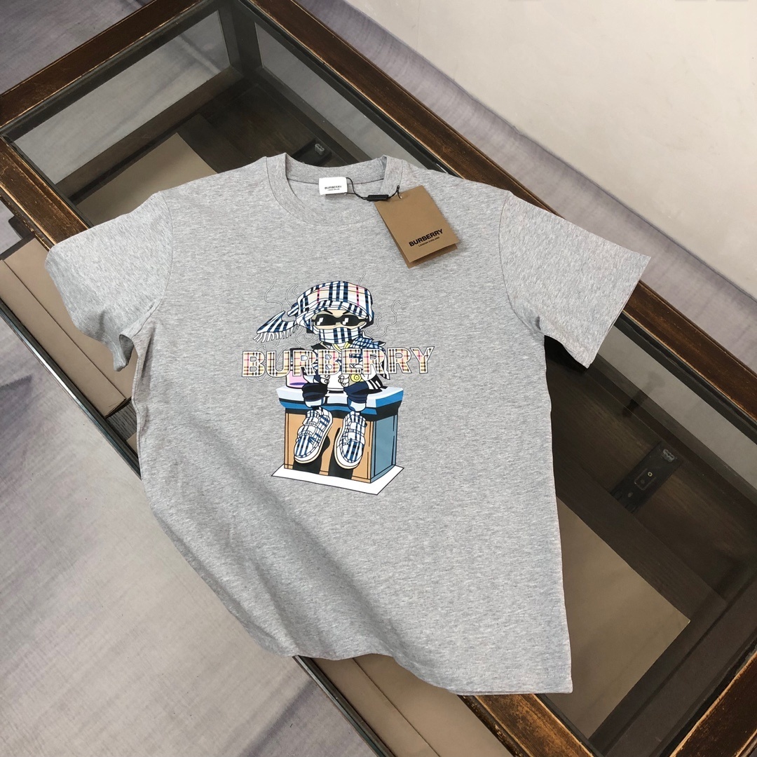 Burberry graphic-print cotton T-shirt Grey