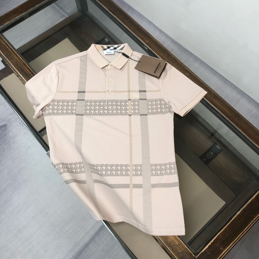 Burberry men's cotton polo shirt with a check pattern