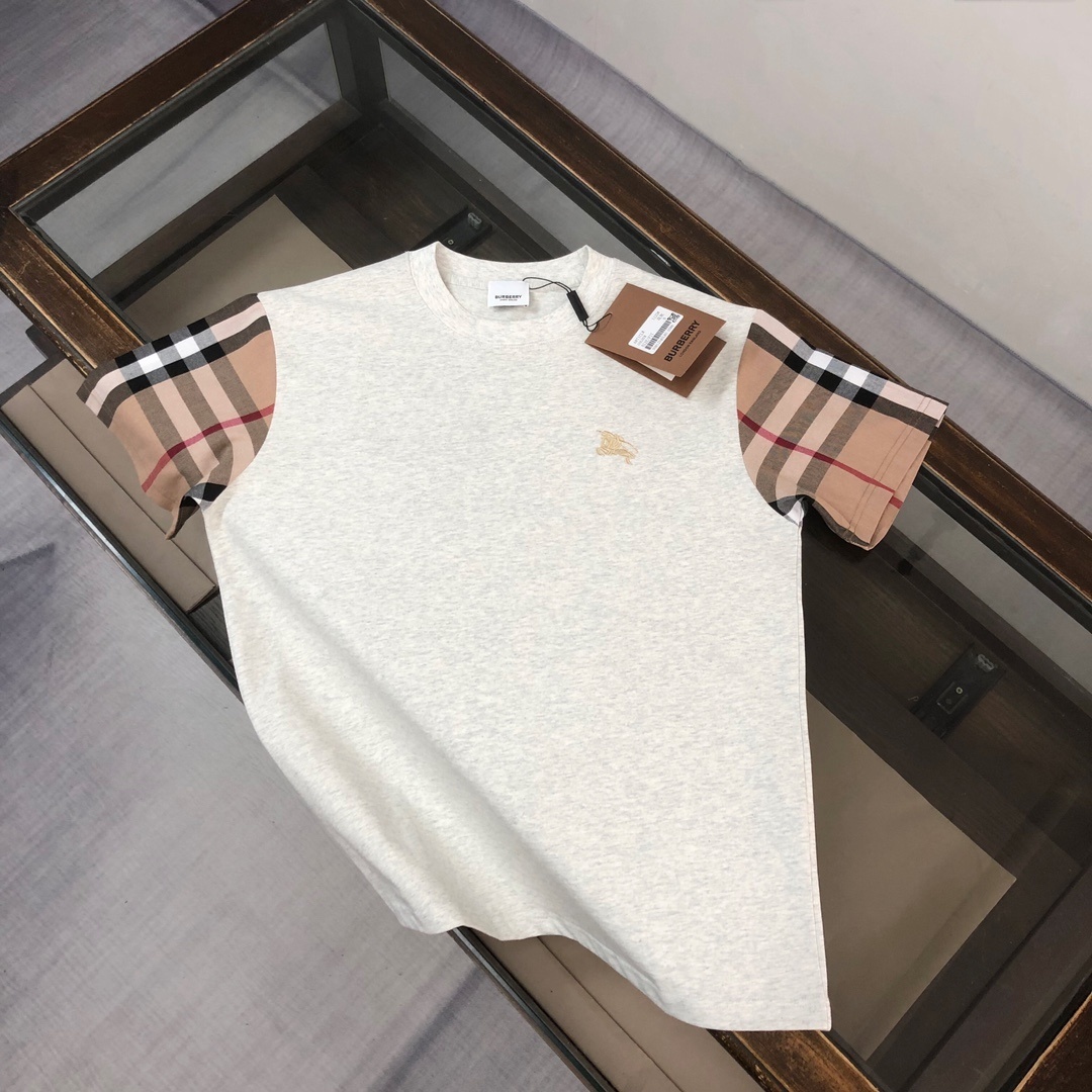 Burberry Check Trim Cotton T-shirt