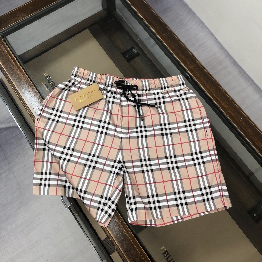 Burberry Check Swim Shorts in archive beige.