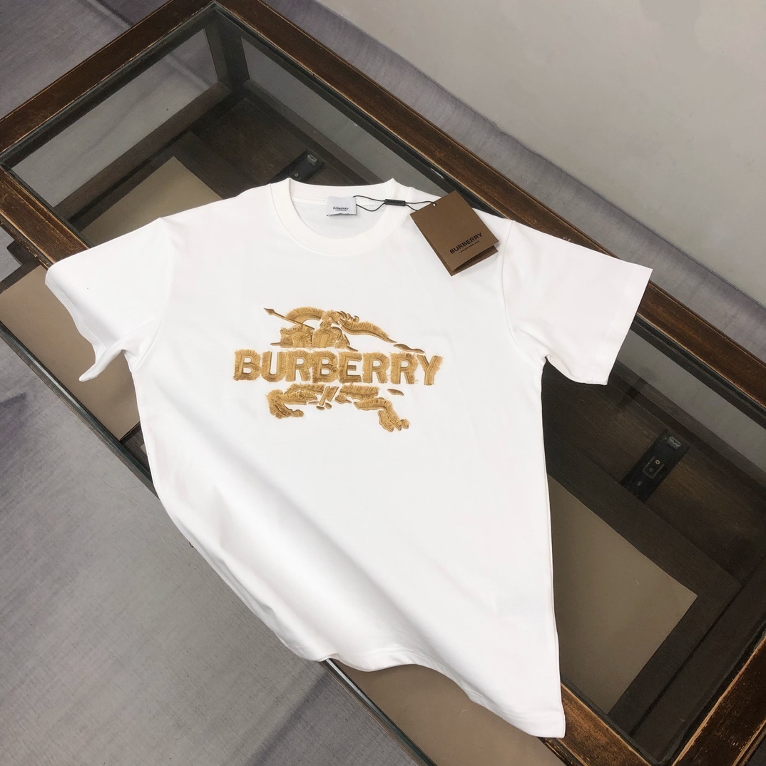 Burberry EKD check cotton T-shirt in white.