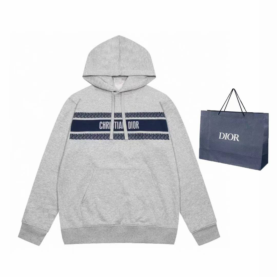 Dior gray cashmere-blend knit zipped cardigan