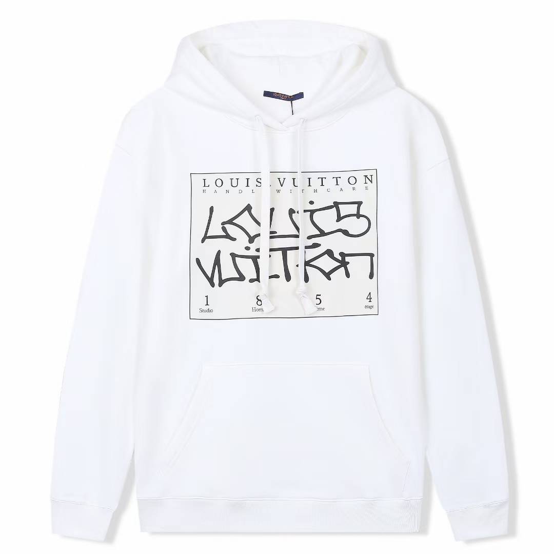 LV men's hoodie white with a graphic print
