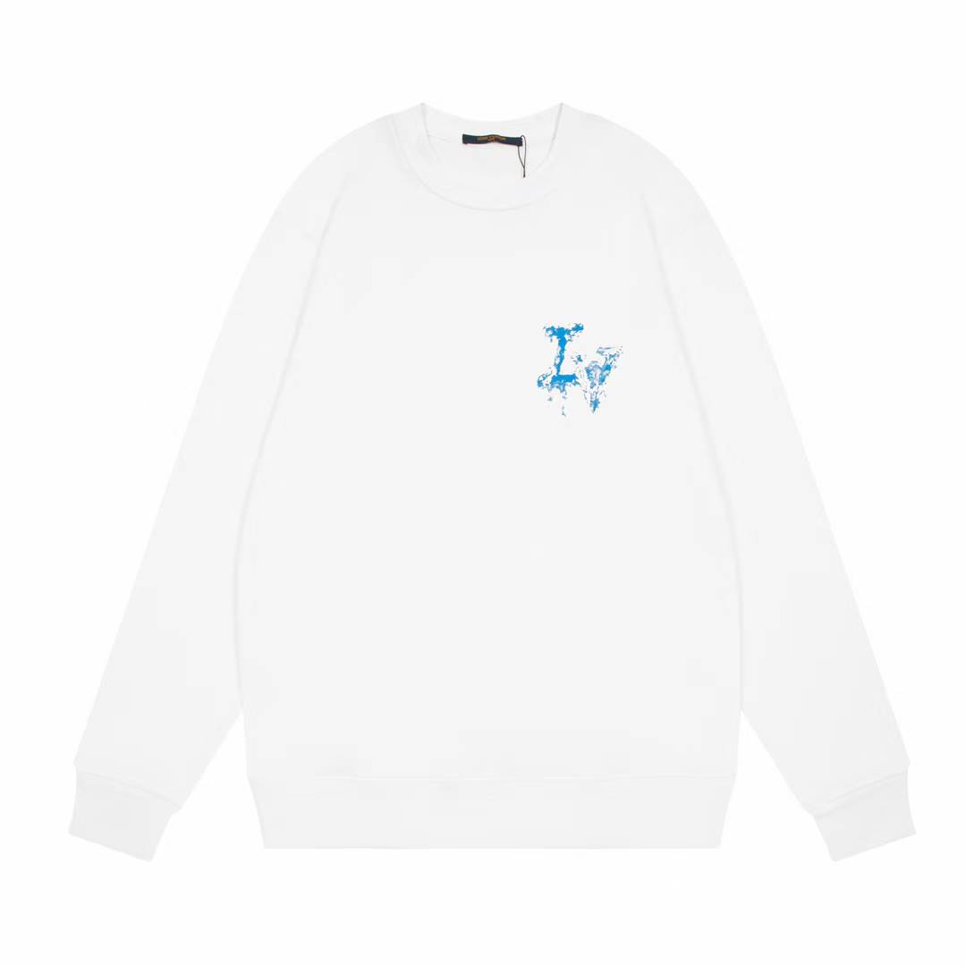 LV sweatshirt with a blue logo graphic.