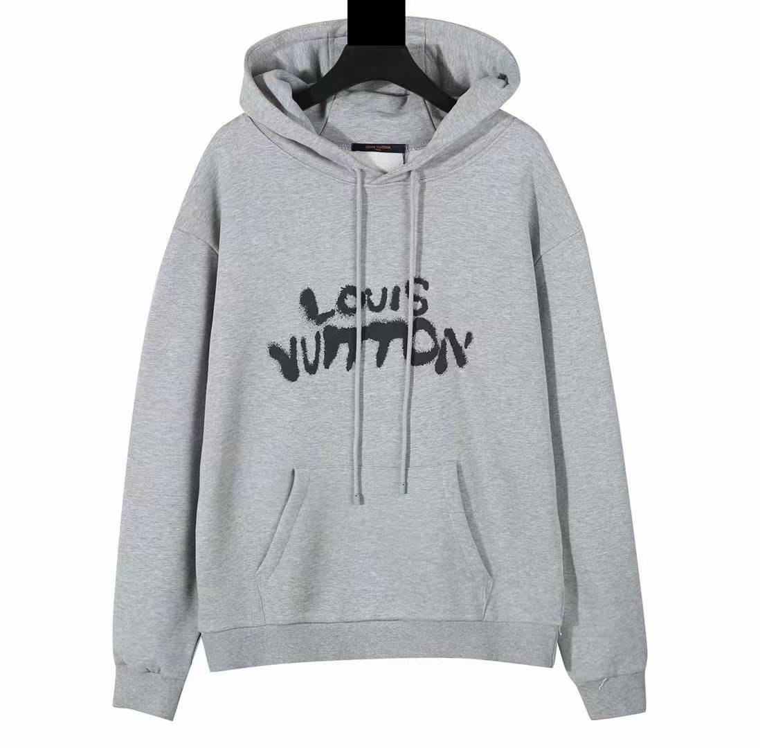 LV Neon Working Man Hoodie in grey cotton.