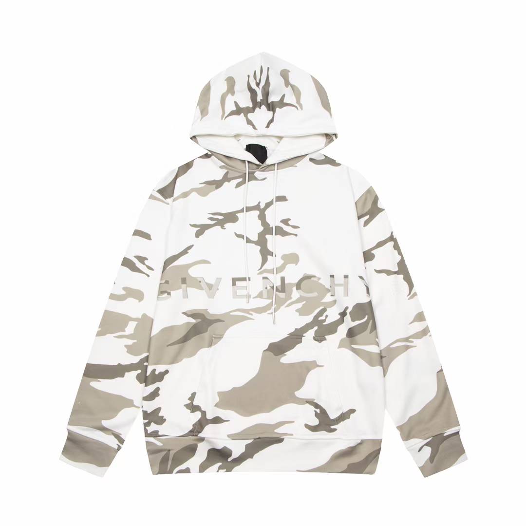 Givenchy camouflage-pattern logo-printed hoodie in neutrals.