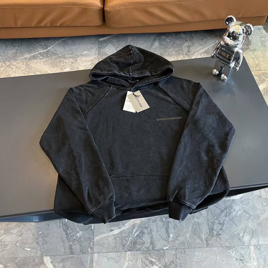 balenciaga acid-wash black hoodie