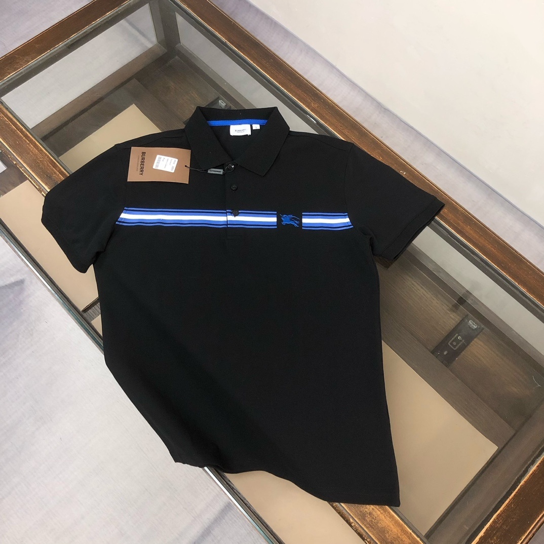 Burberry black cotton men's polo t-shirt