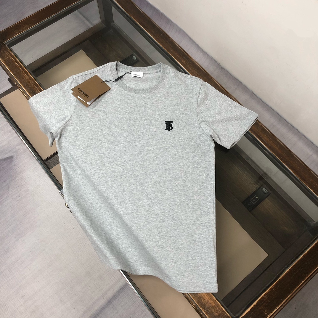 Burberry Monogram Motif cotton T-shirt in light grey.