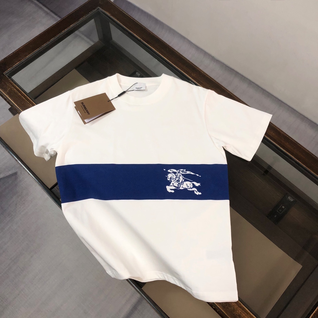 Burberry EKD-print cotton T-shirt in navy and white