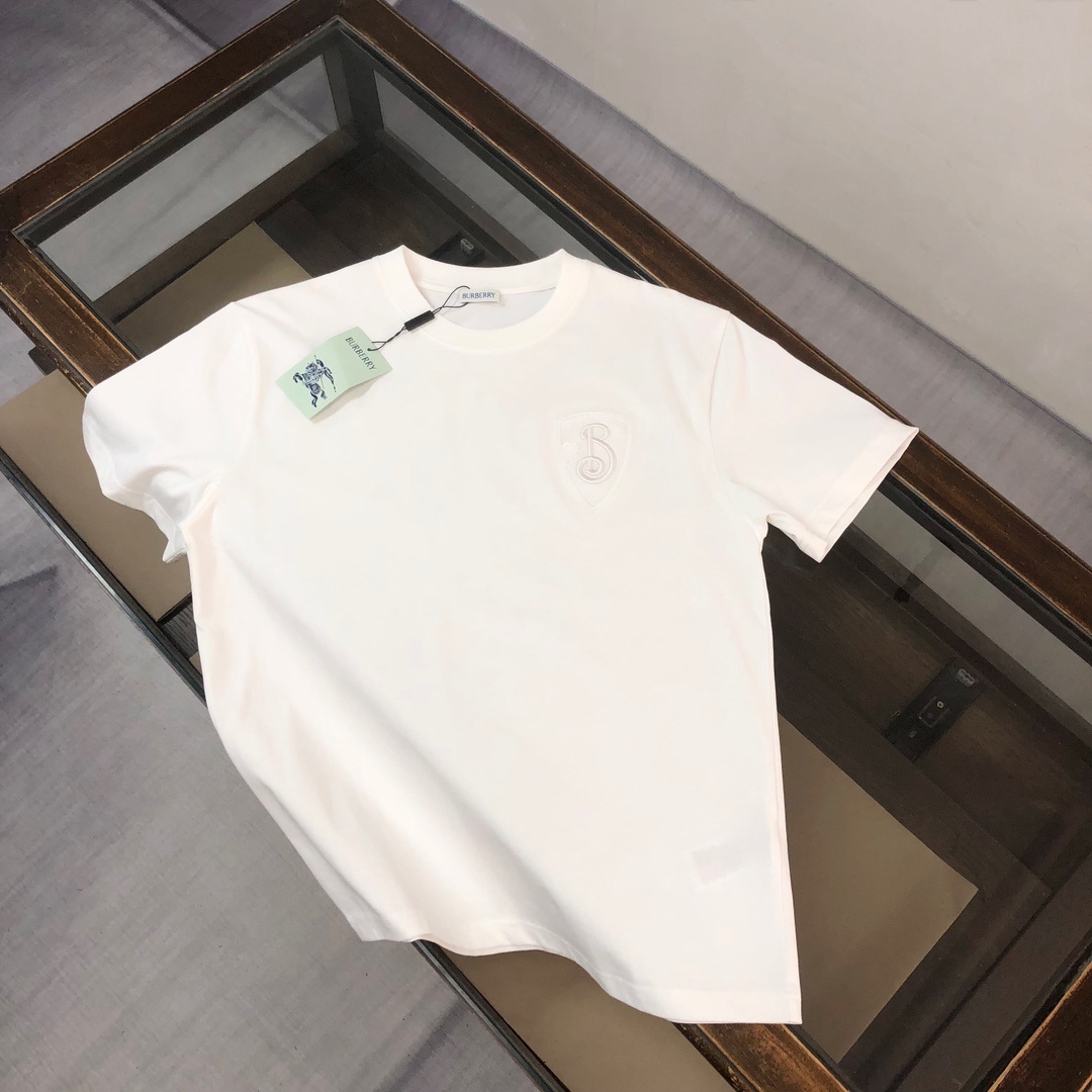 Burberry logo-embroidered white cotton T-shirt