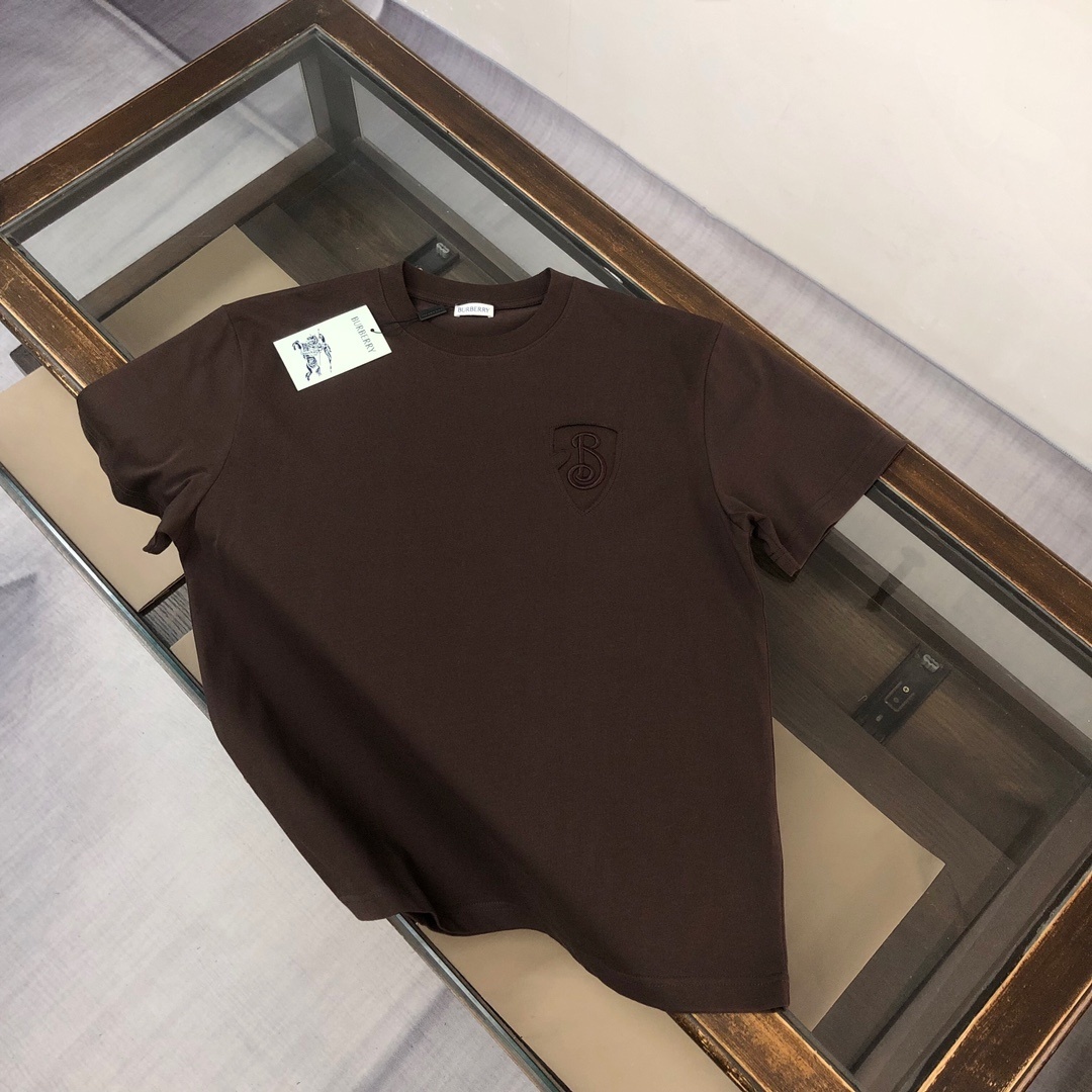 Burberry logo-patch t-shirt in brown