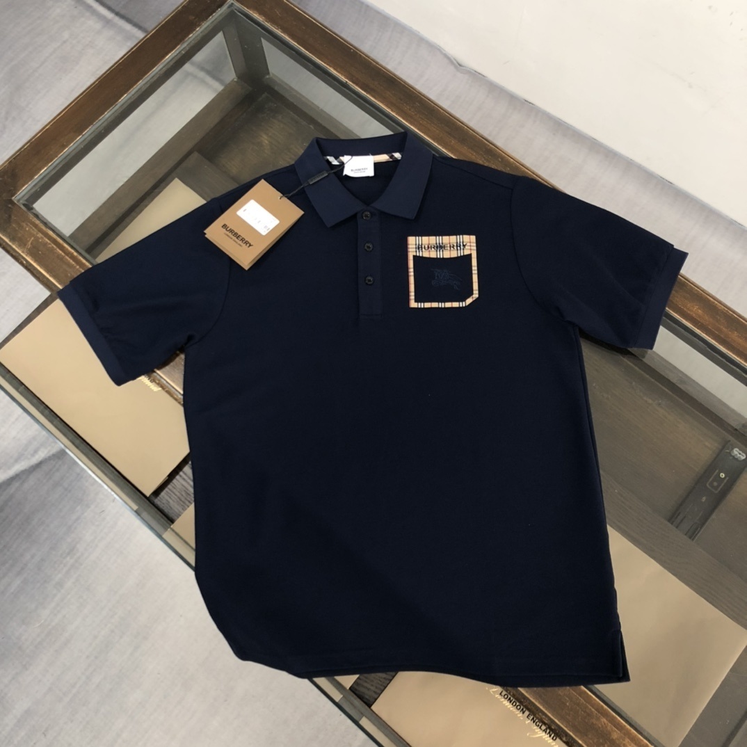 Burberry cotton polo shirt with a check-trimmed pocket