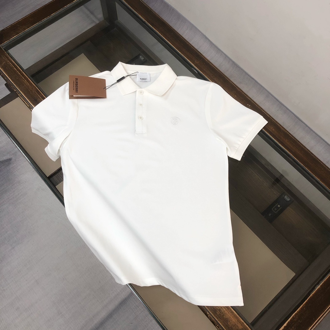 Burberry Eddie organic cotton slim fit polo shirt in white.