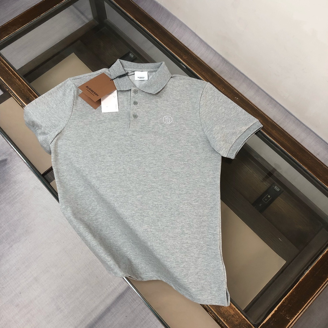 Burberry Monogram Motif cotton piqué polo shirt in grey.