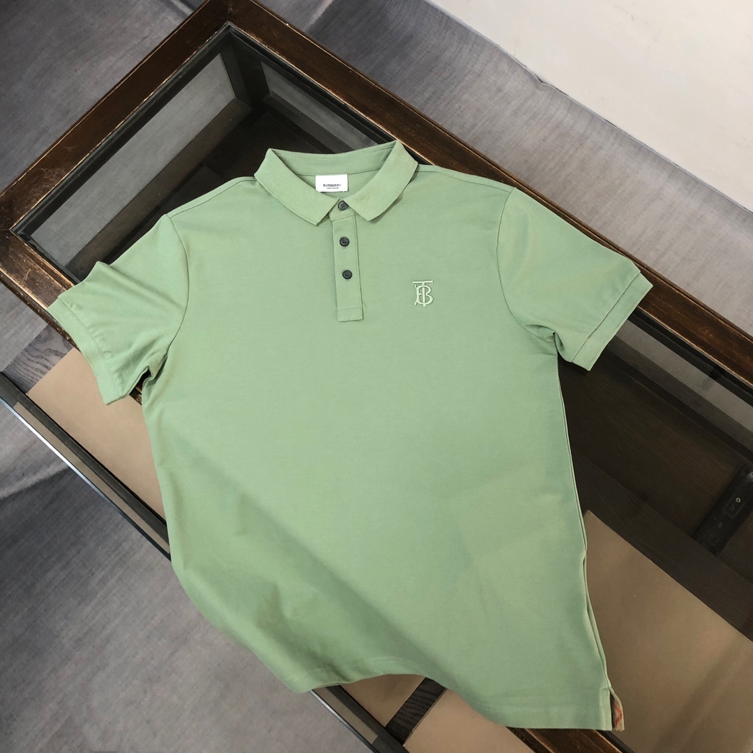 Burberry men's classic pique polo shirt in gossamer green.
