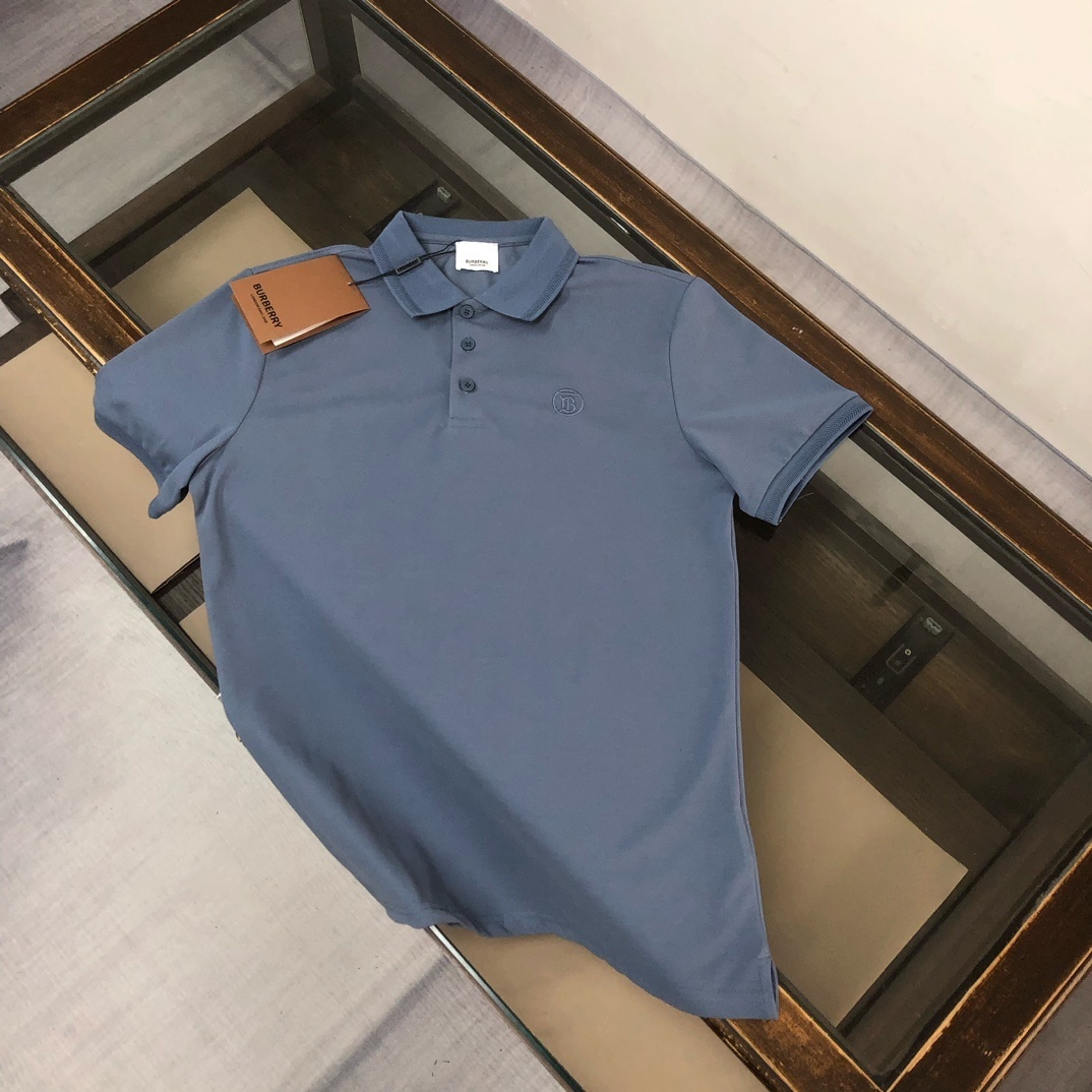 Burberry blue cotton regular fit polo t-shirt