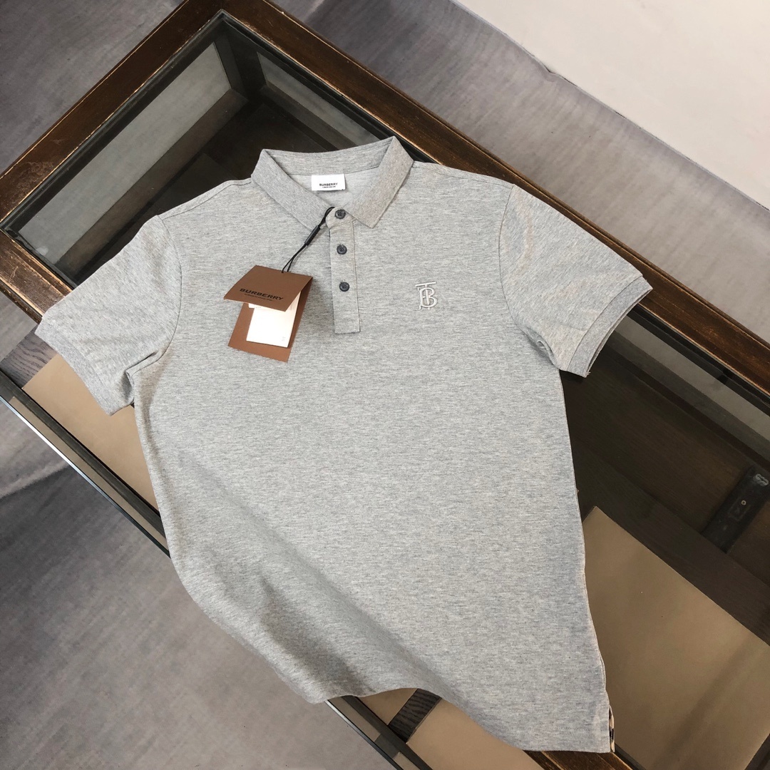 Burberry Eddie Pique Polo shirt in light grey cotton