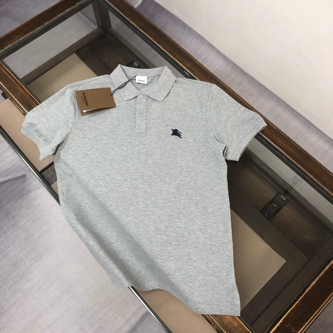 Burberry Oxford logo-embroidered polo shirt in grey/black cotton pique