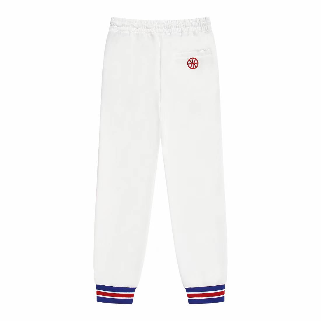 LV white Casablanca embroidered-logo sweatpants with cuffed hems and a drawstring waist.