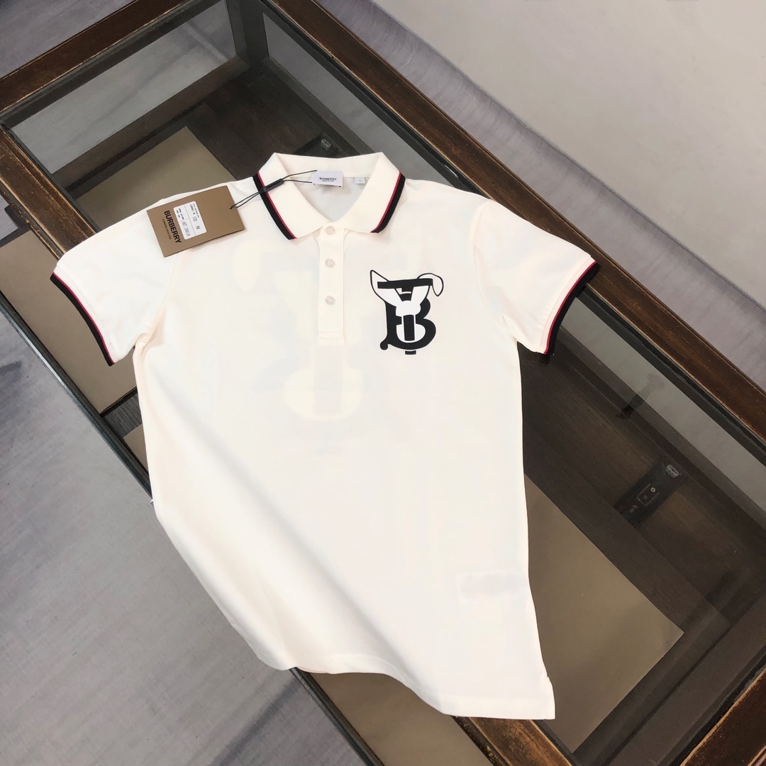 Burberry Logo Collar Cotton Polo Shirt in white