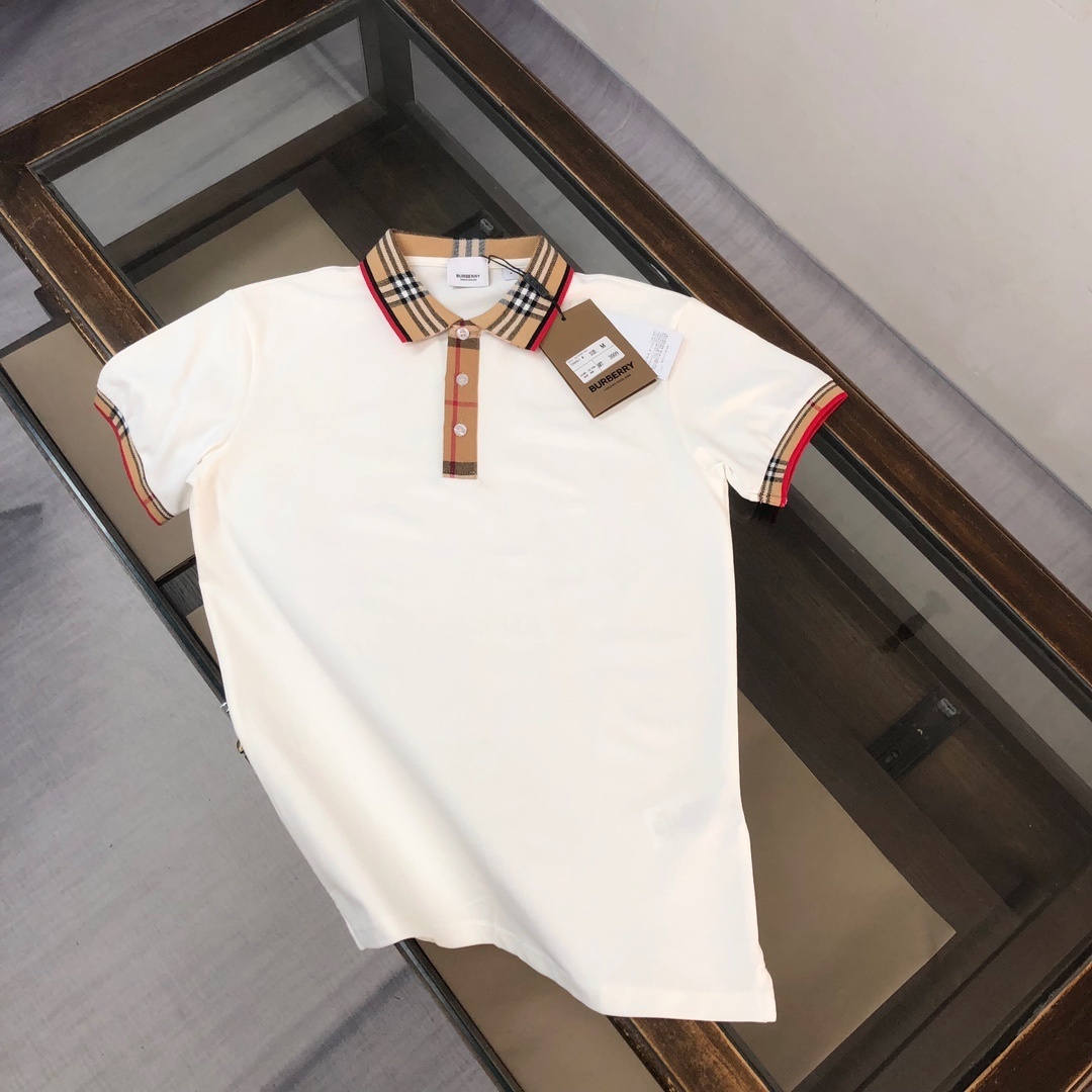 Burberry Check Collar Cotton Polo Shirt