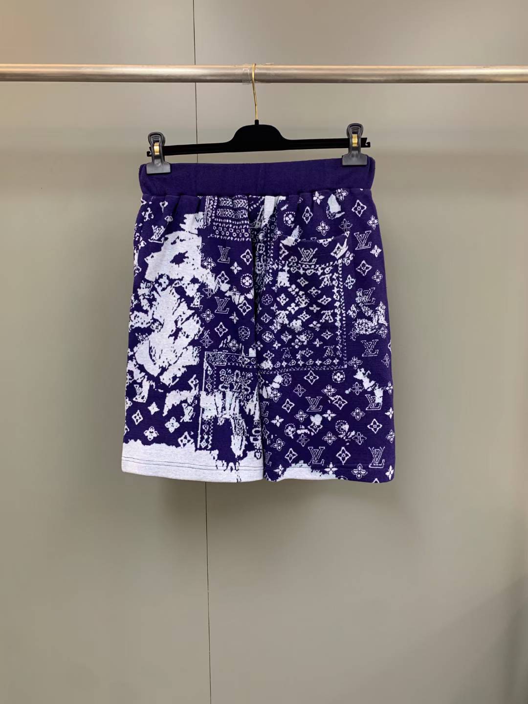 LV Monogram Bandana Shorts in indigo and white cotton
