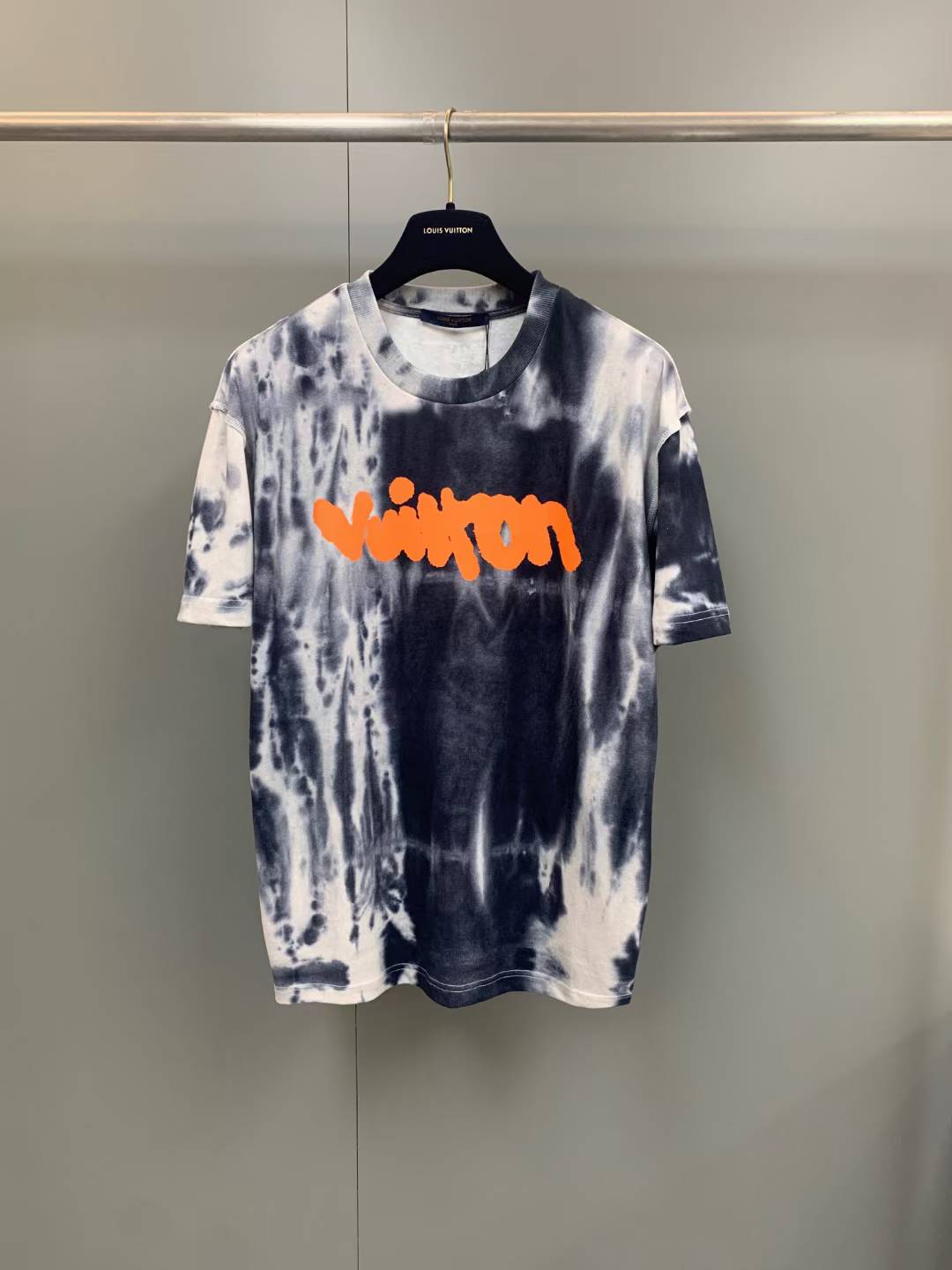 LV FW 2022 Tie Dye Orange Signature Logo T-shirt cotton jersey fabric
