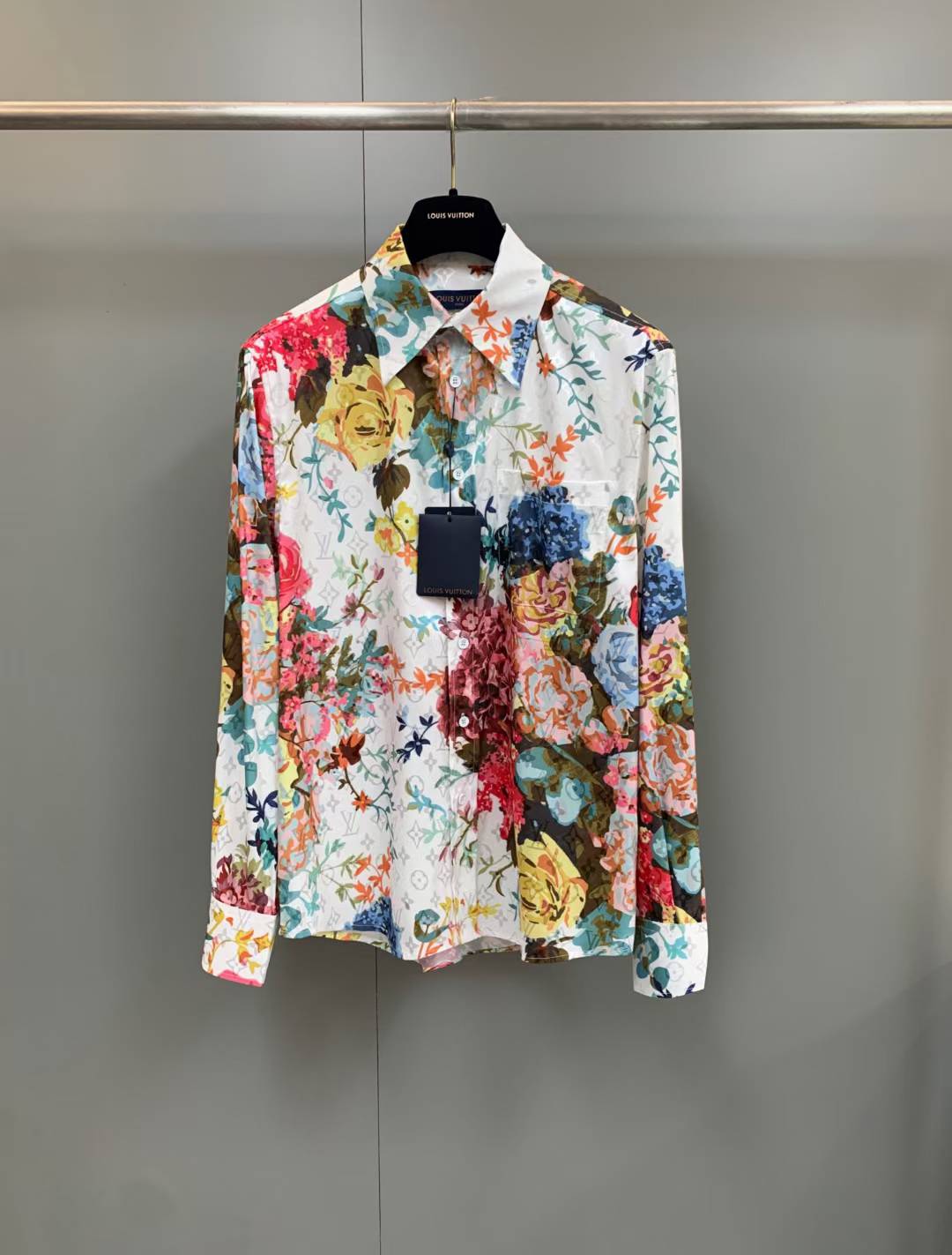 LV Flower Tapestry Classic Shirt in a cotton and silk blend