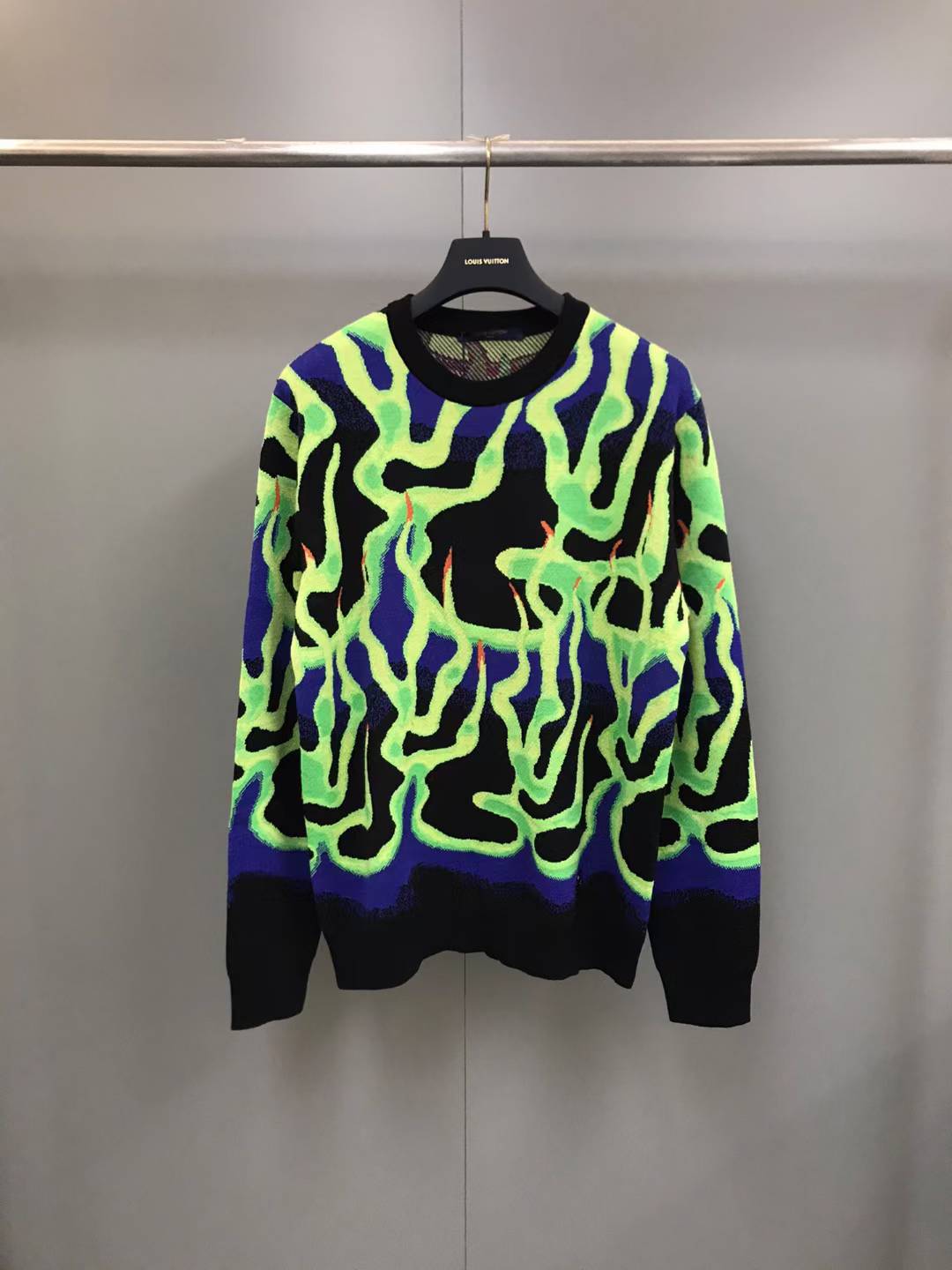 LV black and multicolor flame-knit wool sweater