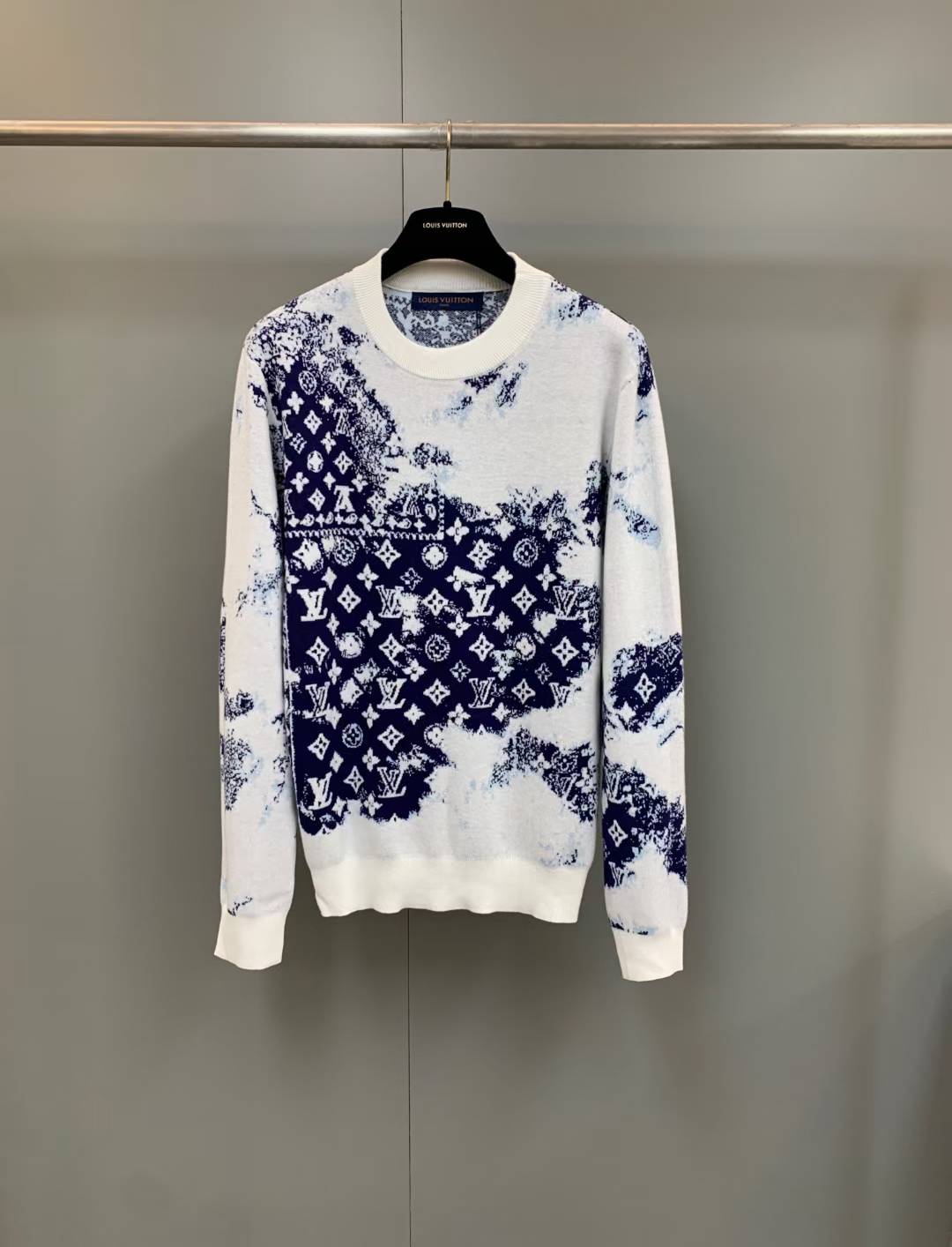 LV Monogram Bandana Crewneck Sweatshirt in the indigo/white colorway