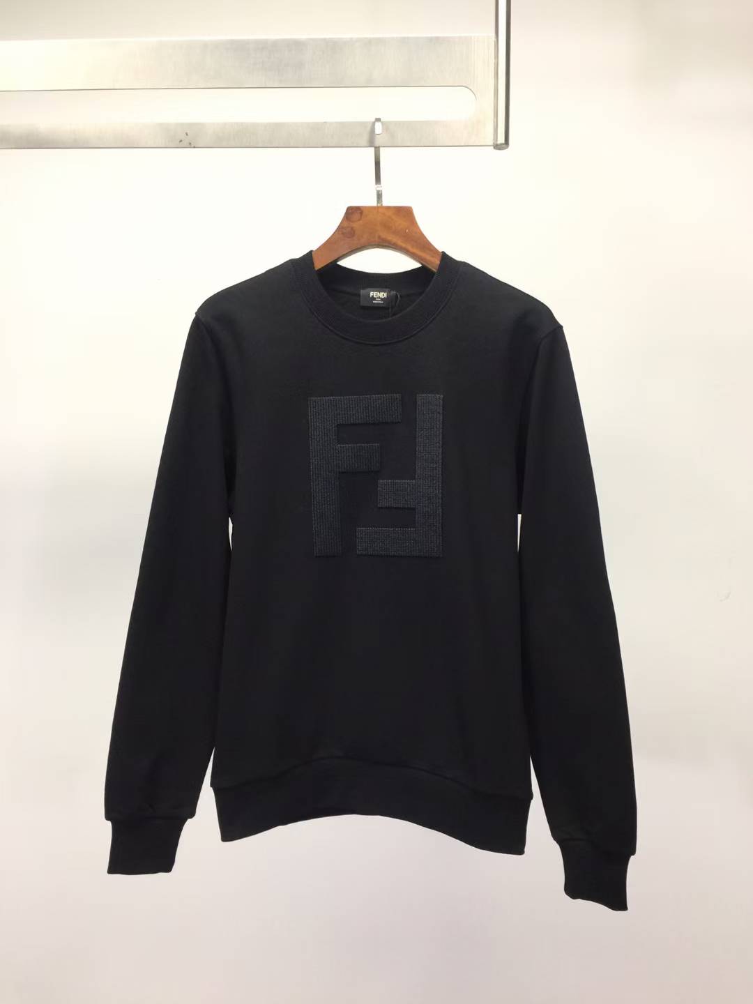 Fendi black cotton sweatshirt with an FF logo
