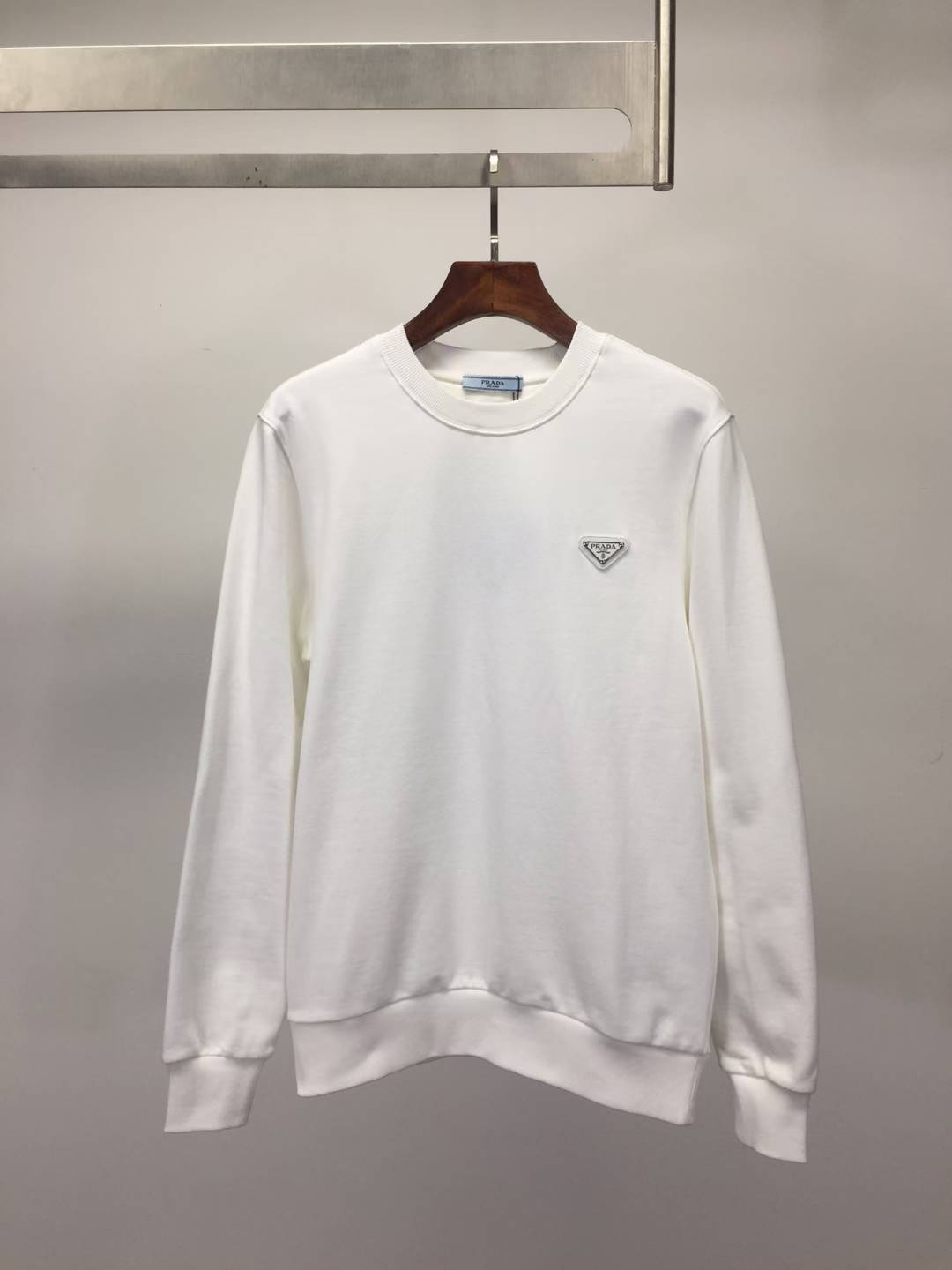 Prada cotton crew-neck sweatshirt with the iconic triangle logo