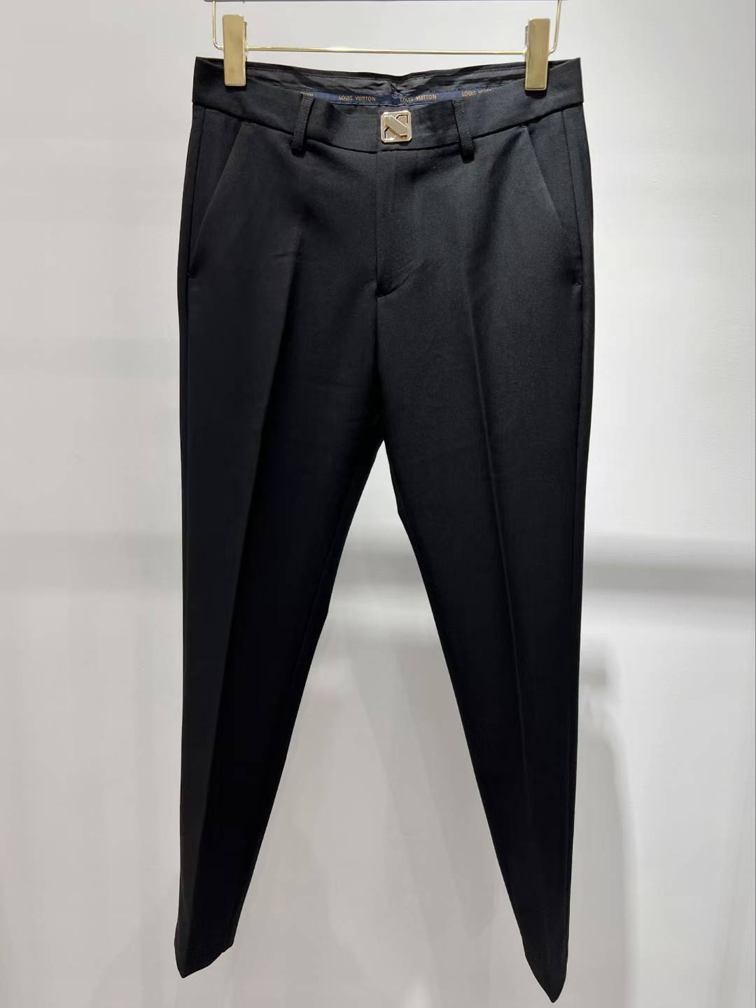 LV men's black cotton casual pants