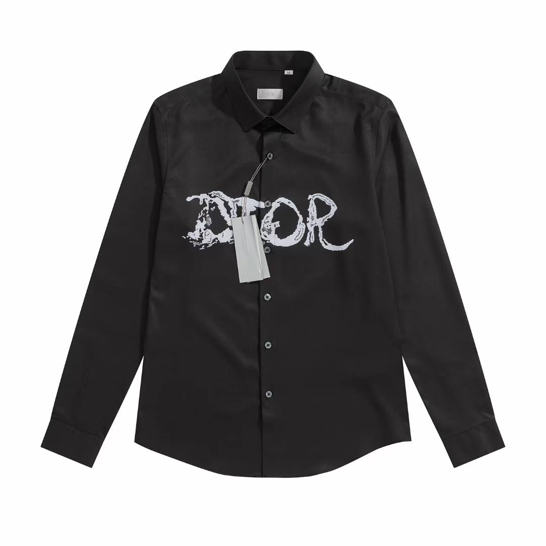 Dior x Peter Doig FW21 men's long-sleeved shirt with a logo print