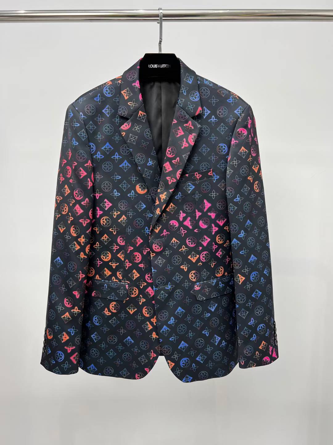 LV Monogram Check Silk Navy Blazer Jacket