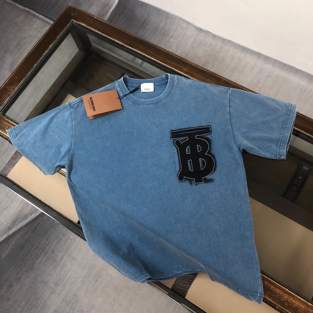 Burberry cotton T-shirt featuring the black TB monogram logo on the chest.