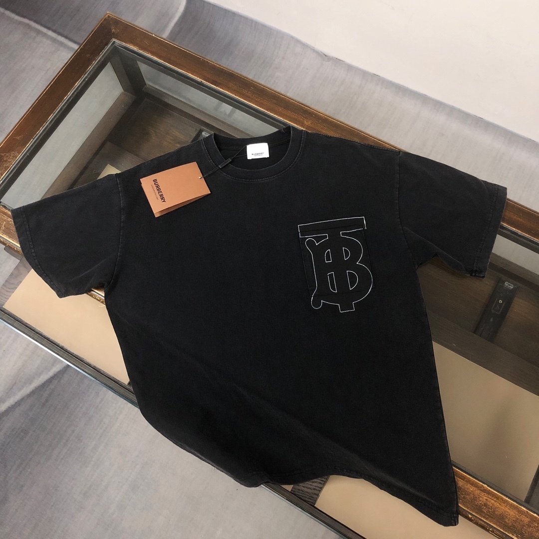 Burberry logo-appliquéd cotton-jersey T-shirt in black.