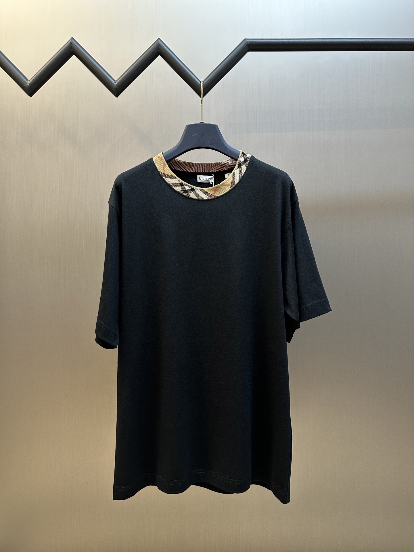 Burberry Check Trim Cotton T-shirt in black