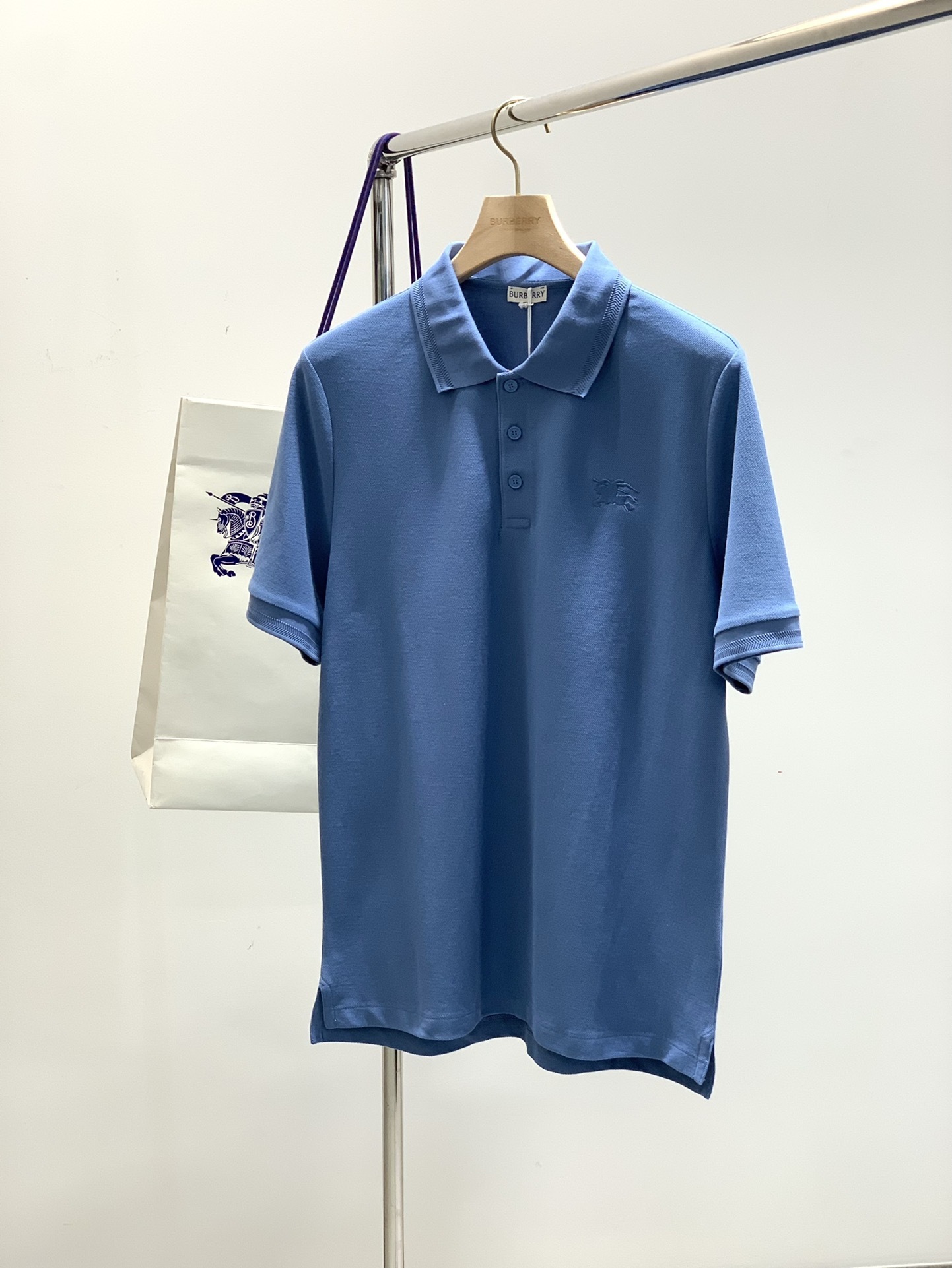 Burberry cotton piqué polo shirt in a blue`