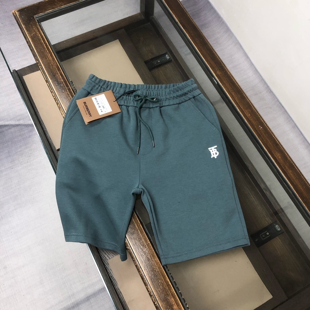 Burberry Check Label Cotton Shorts in a dark green