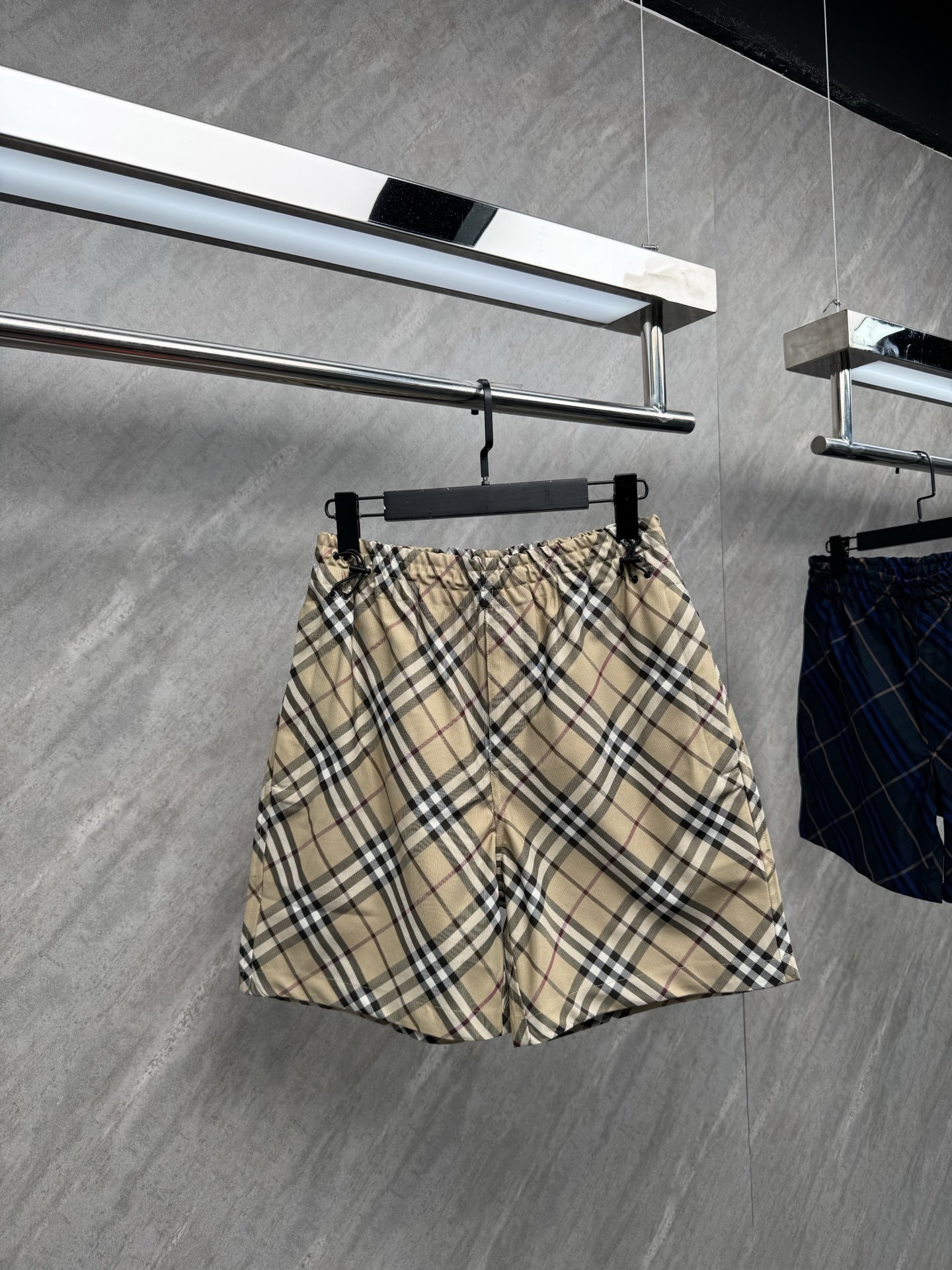 Burberry Check Stretch Cotton Shorts in the archive beige color