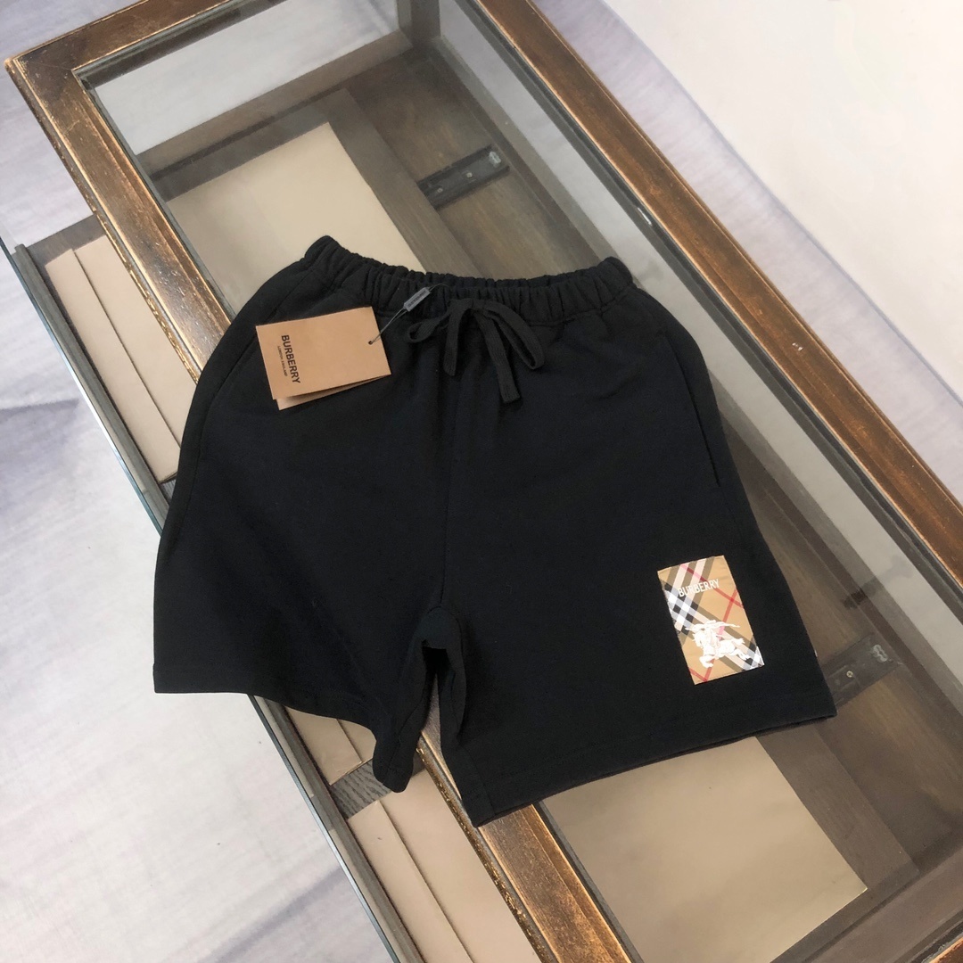 Burberry Check Label Shorts Black