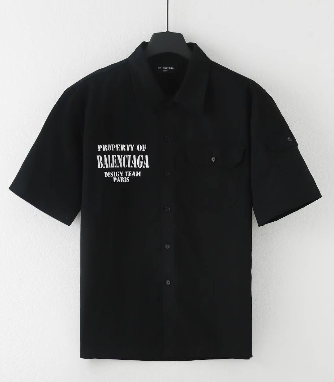 Balenciaga Men's Property Of Oversized Short Sleeved Shirt in black cotton twill