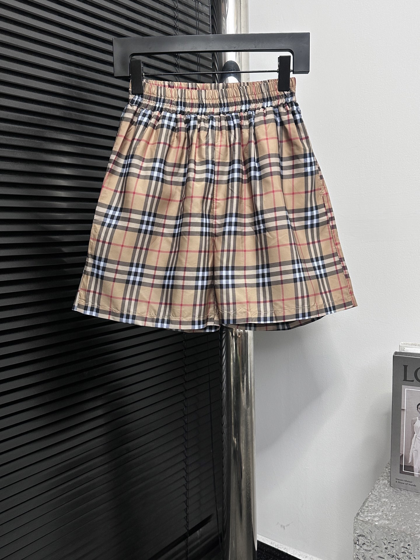 Burberry Check Cotton Shorts in the signature sand beige