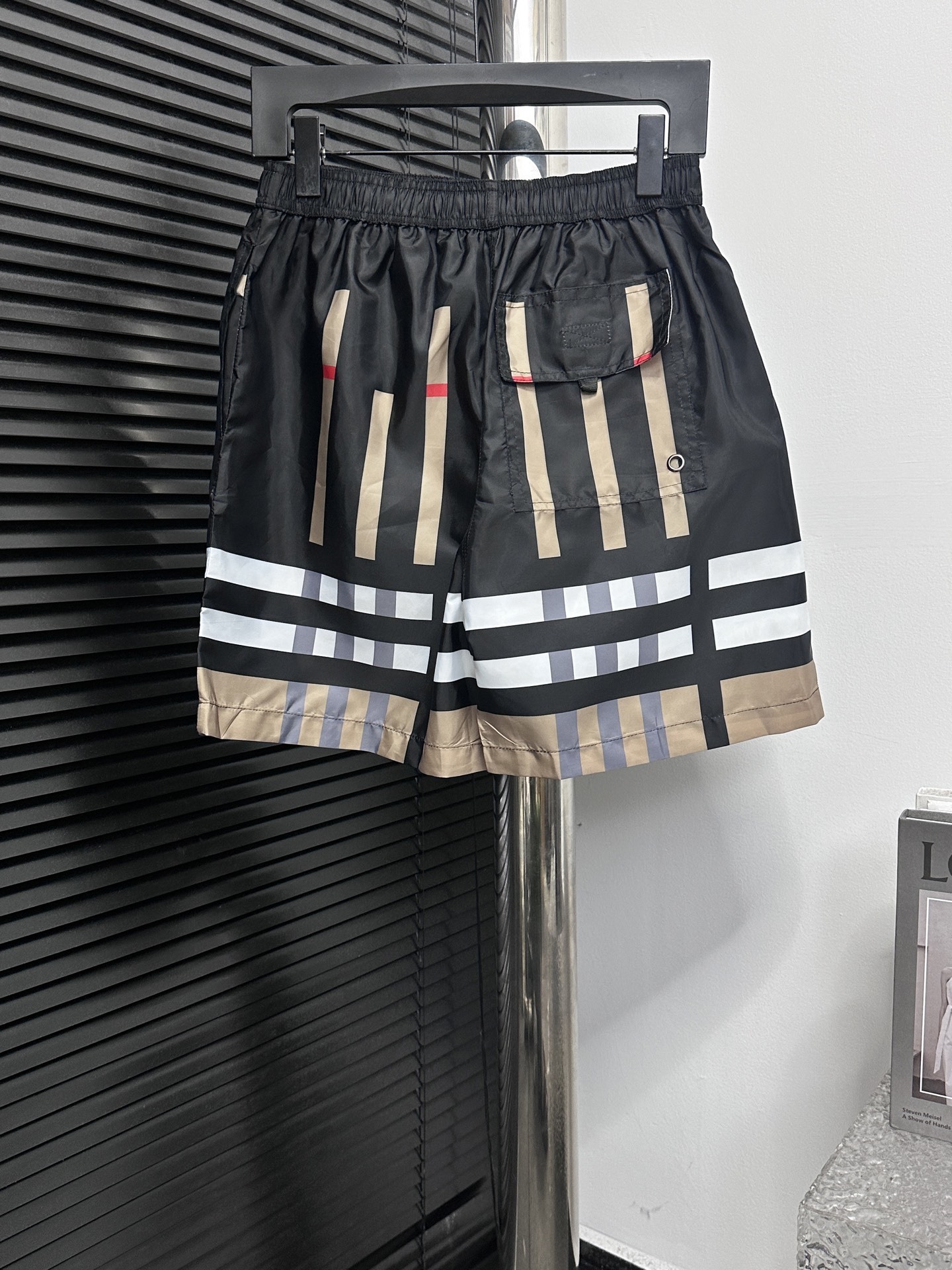 Burberry "Martin" Sliced Check Swim Shorts in black